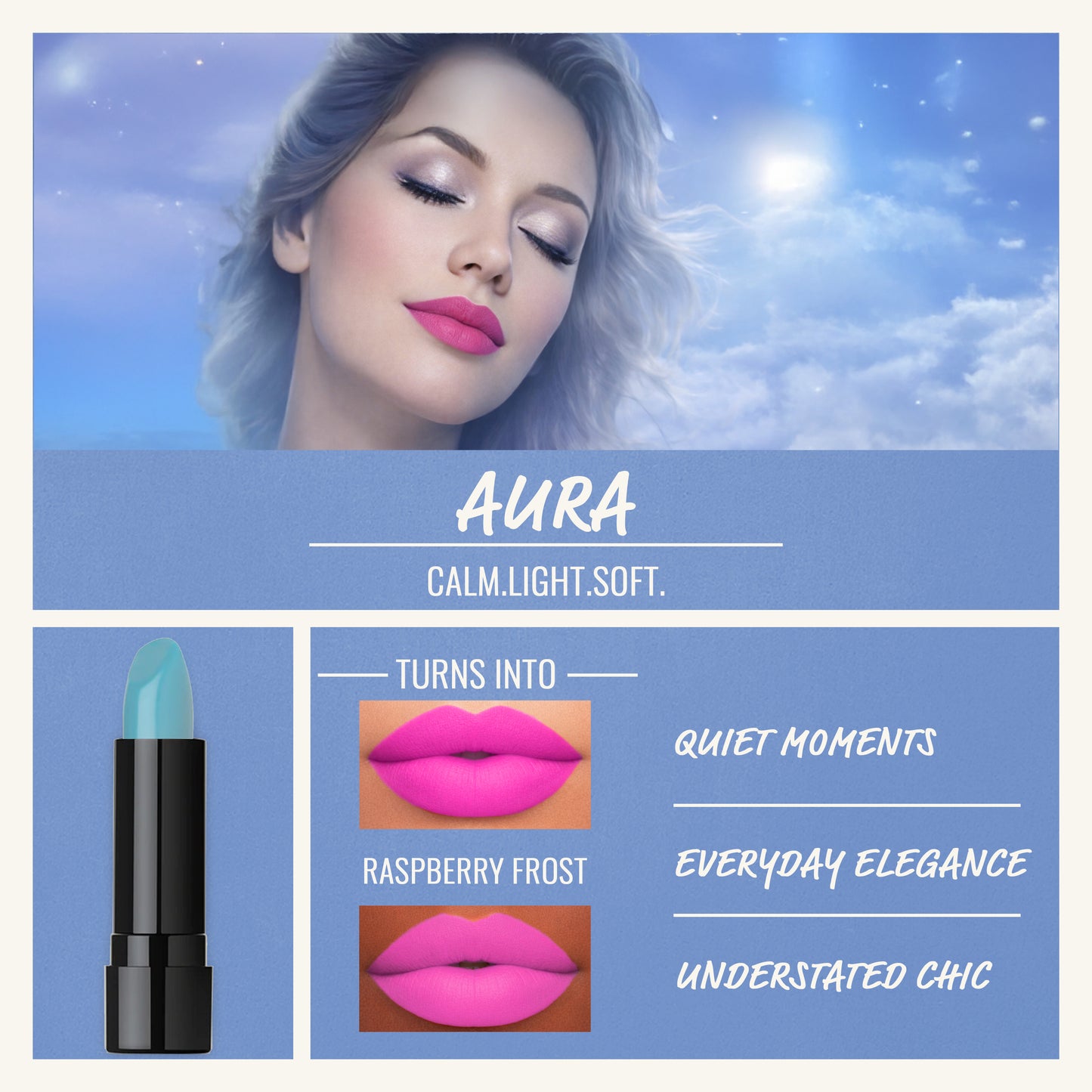 Light Blue Aura Color Changing Lipstick